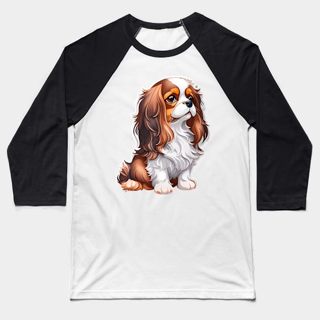 Charming Canine Companion Cavalier King Charles Spaniel Baseball T-Shirt by Quote'x